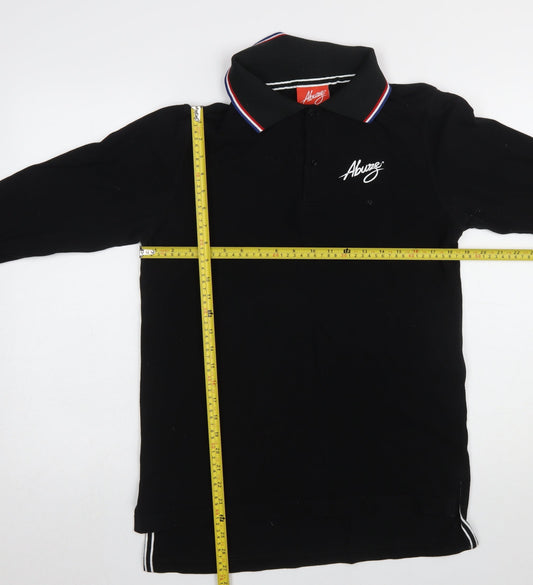 Abuze London Men's Black Long Sleeve Polo Shirt Size S