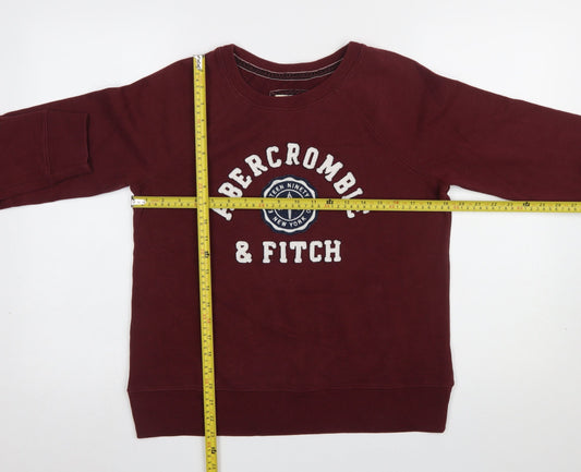 Abercrombie & Fitch Women's Burgundy Pullover Sweatshirt M Logo Cotton Blend