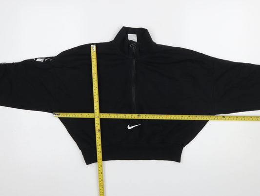 Nike Women's Black 1/4 Zip Sweatshirt Small Cotton Blend Logo Sportswear