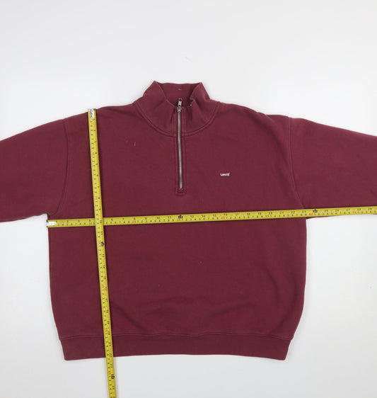 Levi's Womens Burgundy Half Zip Sweatshirt Cotton Blend M