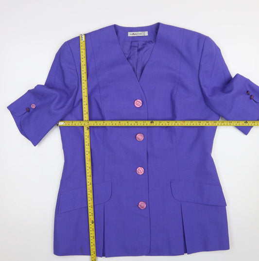 Hardob Women’s Purple Short Sleeve Blazer UK 16 Classic Lined Jacket