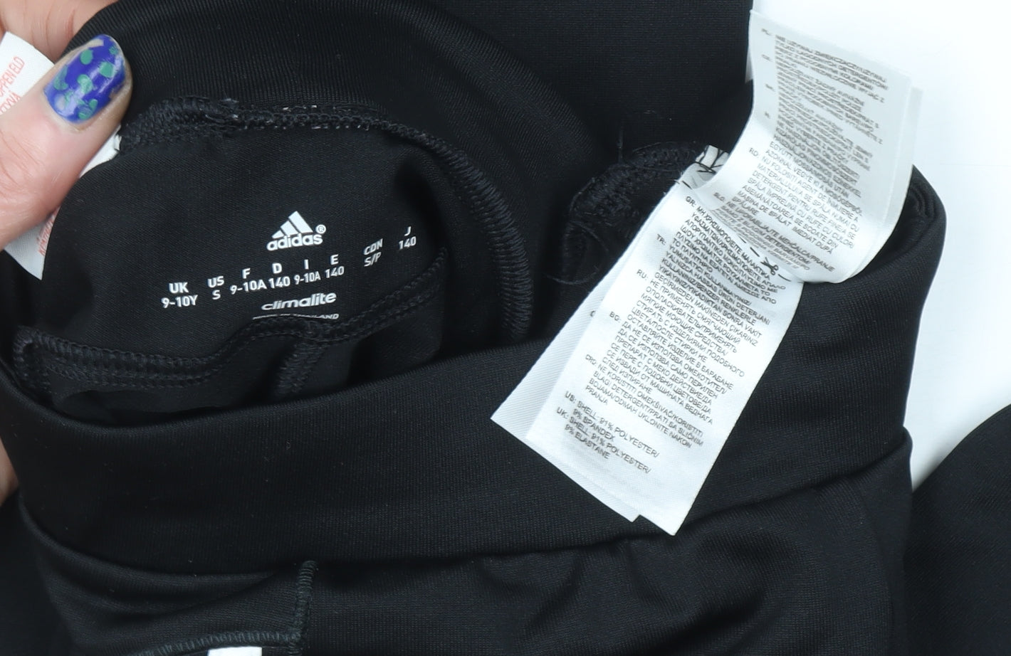 adidas Girls Black 9-10 Years Climalite Track Pants Activewear Trousers