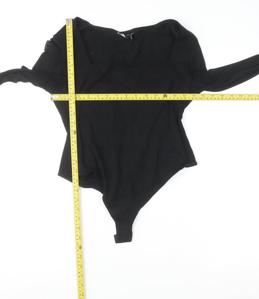 ASOS Design Women Black Size 14 Long Sleeve Bodysuit Jumpsuit
