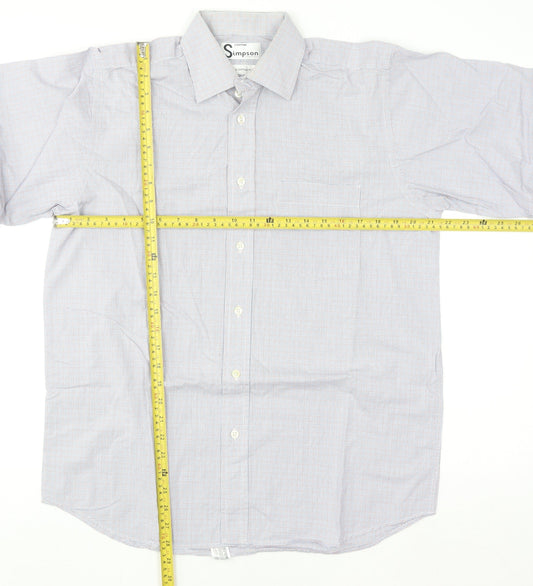 Simpson Piccadilly Men's Blue Check Cotton Long Sleeve Button-Up Shirt 15 M