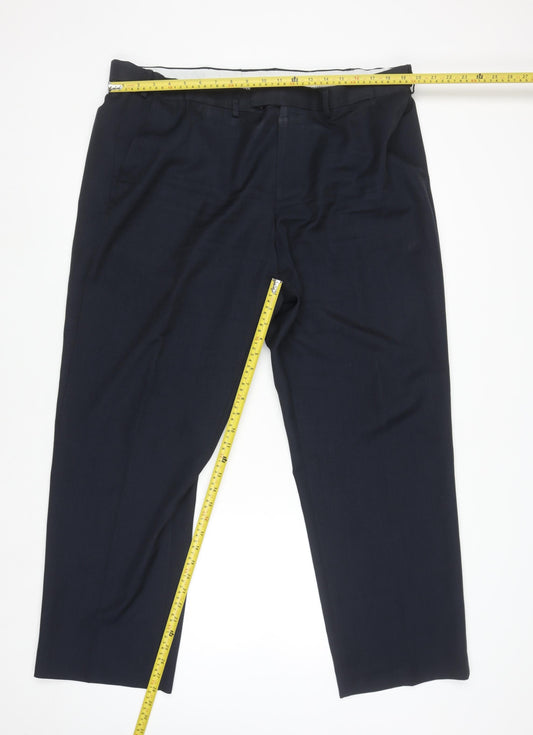 Dunnes Stores Men's Navy 42in Regular Fit Dress Trousers