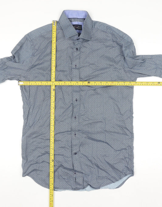 Amper & Sand Men's Blue Cotton Long Sleeve Button-Up Shirt M
