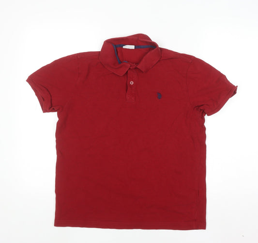 U.S. Polo Assn. Men's Red Cotton Short Sleeve Polo Shirt Size L
