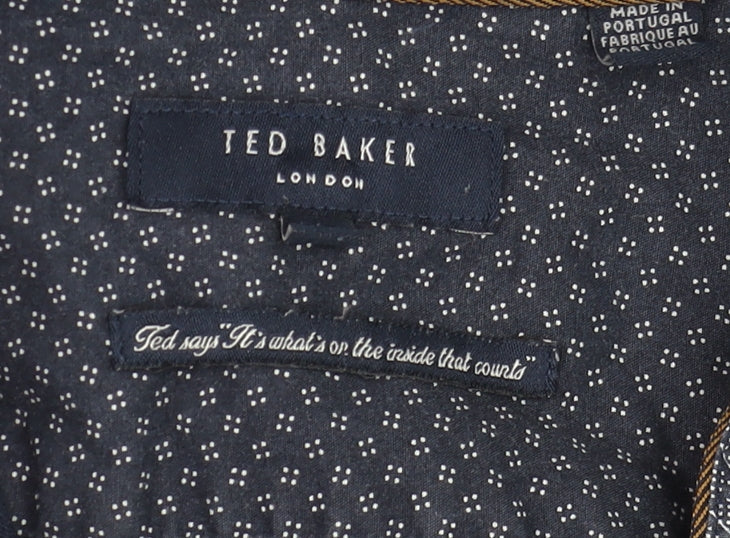 Ted Baker Men’s Blue Nautical Print Short Sleeve Button-Up Shirt M