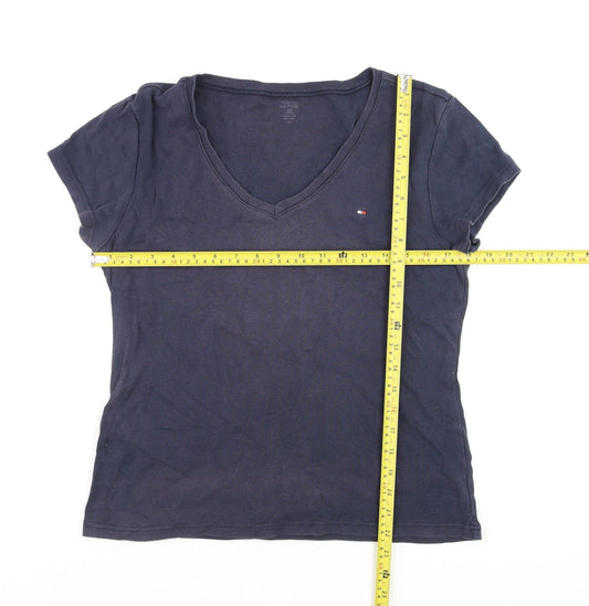 Tommy Hilfiger Womens Blue V-Neck Short Sleeve Cotton T-Shirt Size S