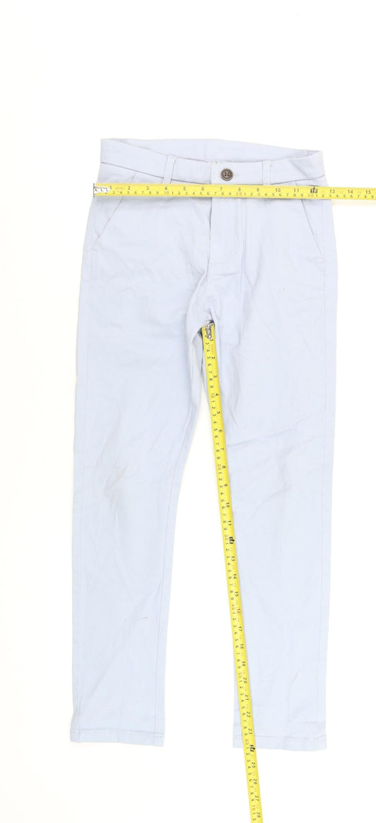 Next Girls Blue Chino Trousers 10 Years Cotton Elastane Casual Pants