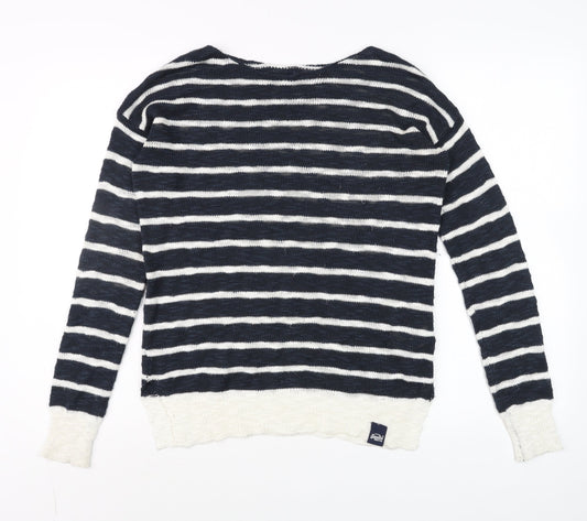 Superdry Womens Blue White Striped Knit Pullover Jumper XS