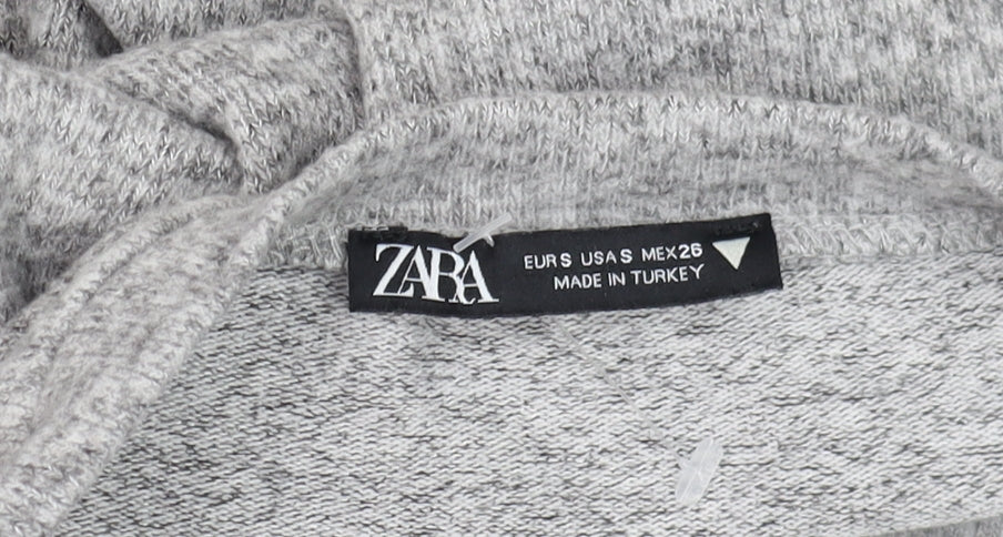 Zara Women Grey Beaded Knit Jumper Size S 3/4 Sleeve Classic Pullover
