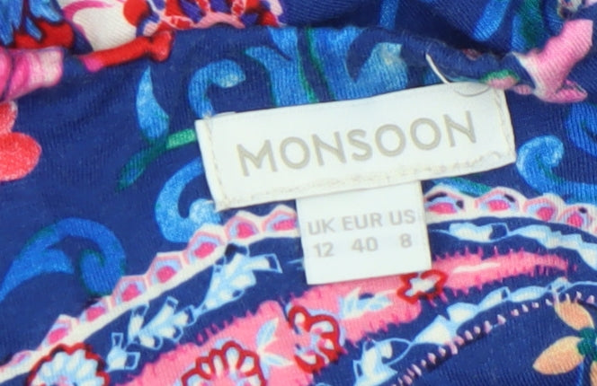Monsoon Womens Multicoloured Viscose Paisley A-Line Sleeveless Midi Dress Size 12