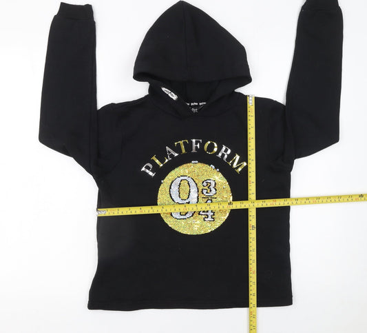 Harry Potter Girls Black Sequin Platform 9 3/4 Pullover Hoodie 13-14 Years