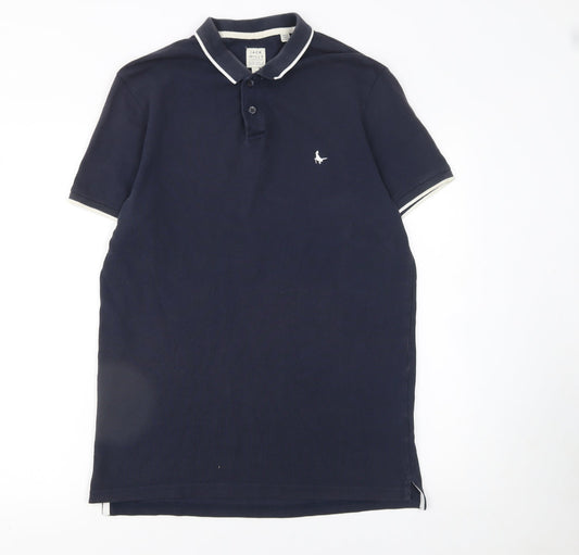 Jack Wills Men's Blue Cotton Short Sleeve Polo Shirt Size L