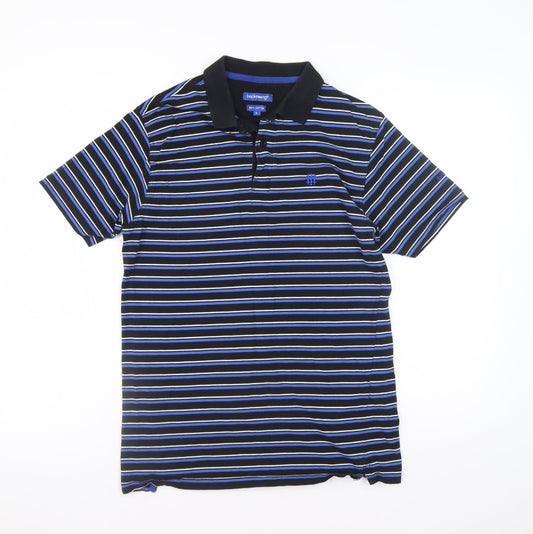 Backswing Men’s Black Striped Cotton Polo Shirt Size S