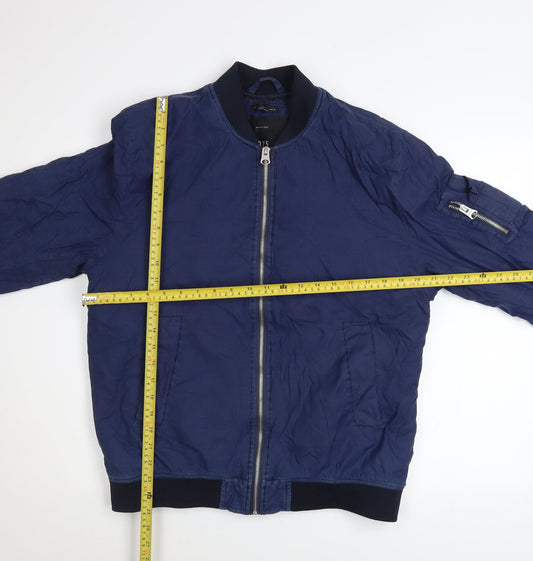 1975 Original Denim Men's Blue Cotton Bomber Jacket Size L
