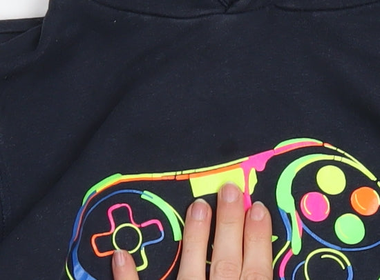Additional view of Next boys’ black gaming graphic pullover hoodie 11 years cotton blend
