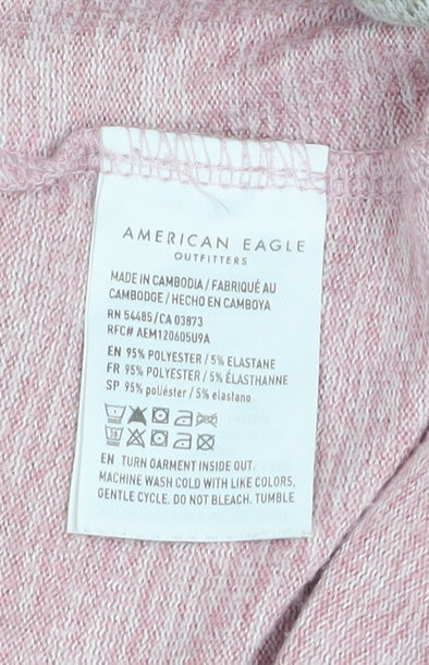 American Eagle Women's Pink & Grey Raglan Sweatshirt Size L