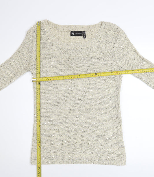 Atmosphere Women's Beige Sequin Knit Jumper Size 10