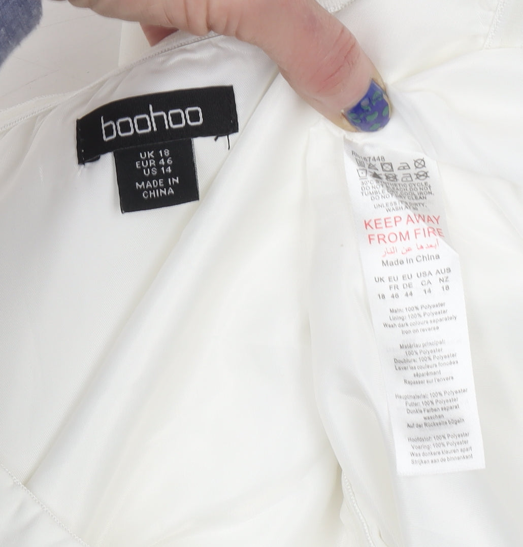 Boohoo Women White Size 18 Strapless Bodycon Mini Dress