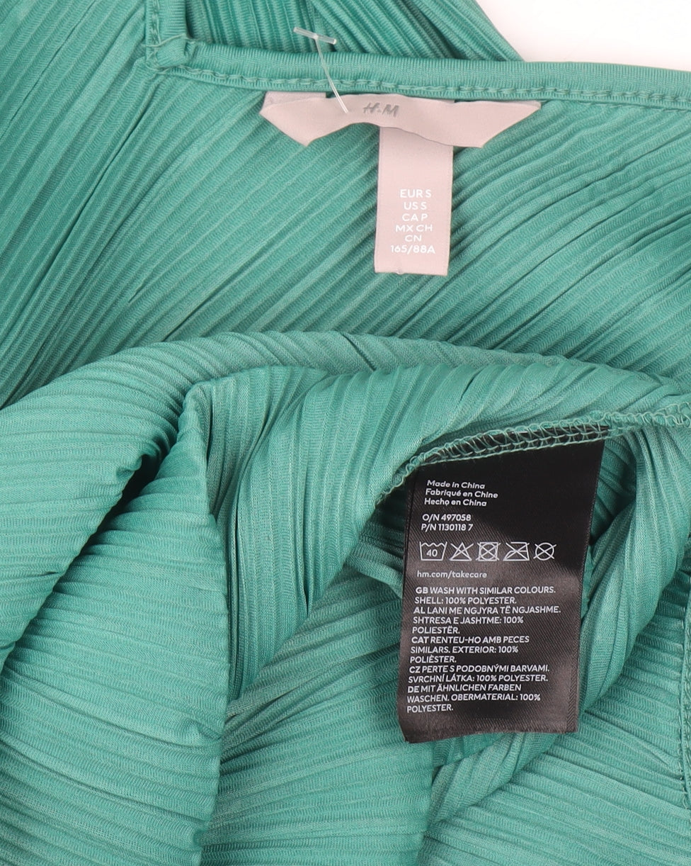 H&M Women’s Green Pleated Wrap Midi Dress Size S