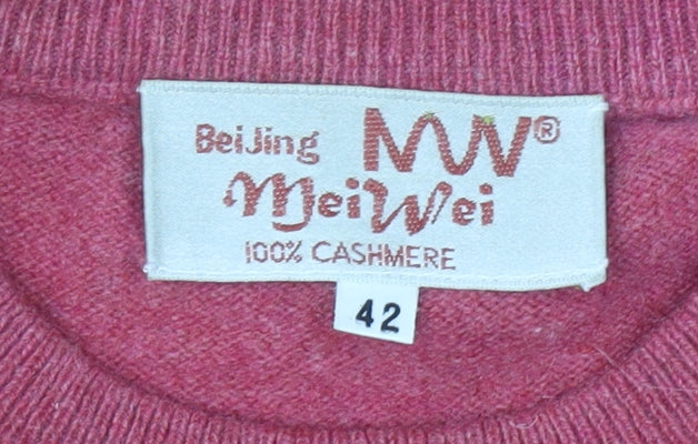 Beijing MeiWei Women's Pink 100% Cashmere Crew Neck Jumper Size 14