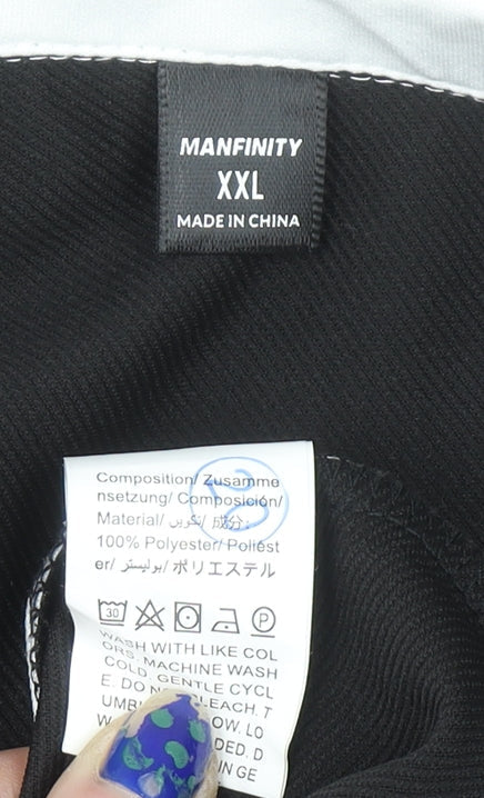 Manfinity Men’s Black 2XL Racing Collared Half Zip T-Shirt