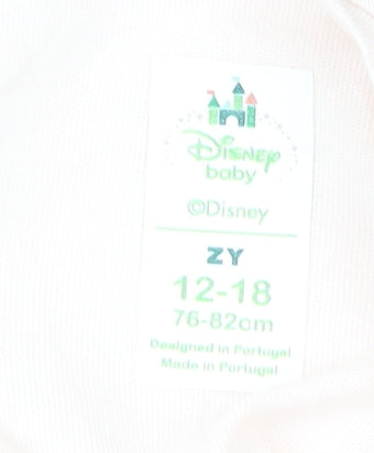 Brand and care label for Disney Baby girls’ pink minnie mouse hello summer t-shirt 12-18 months