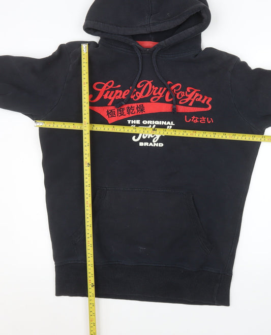 Superdry Men's Black Pullover Hoodie M Graphic Tokyo Logo Sweatshirt