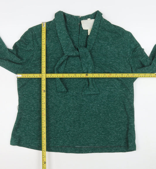 David Gibson Women’s Green Long Sleeve Tie Neck Tunic Blouse Size 20