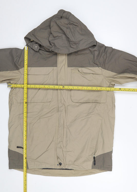 Crivit Men's Beige Waterproof Hooded Outdoor Jacket Size 42 Regular Fit