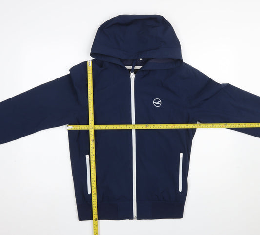 Hollister Men’s Blue Hooded Windbreaker Jacket Size S