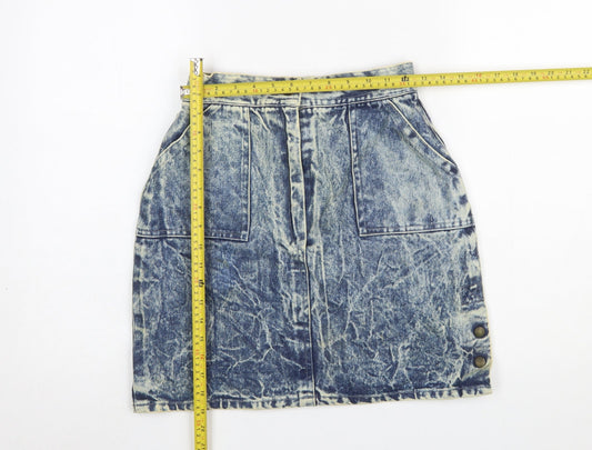 Pervie London Girls Blue Acid Wash Denim Skirt Size 14Y Knee Length