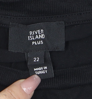 River Island Plus Women’s Black Colourblock Paris Couture T-Shirt Size 22