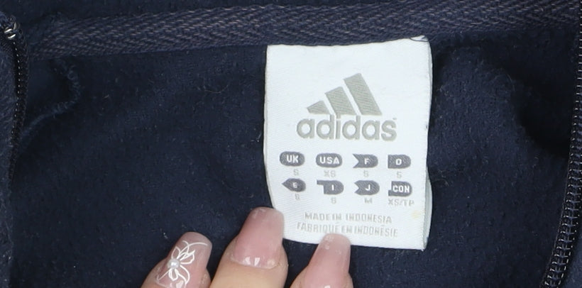 Additional view of Adidas men’s navy full zip fleece sweatshirt, size S, classic sportswear