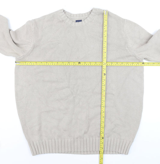 GAP Men's Beige Cotton Crew Neck Pullover Jumper Size M