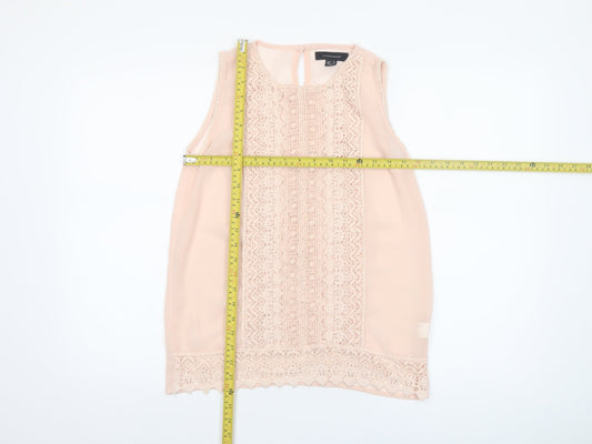 Atmosphere Women's Beige Lace Chiffon Sleeveless Blouse Size 10
