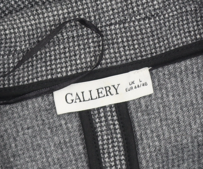 Additional view of Gallery Women’s Grey Houndstooth Long Overcoat, size L