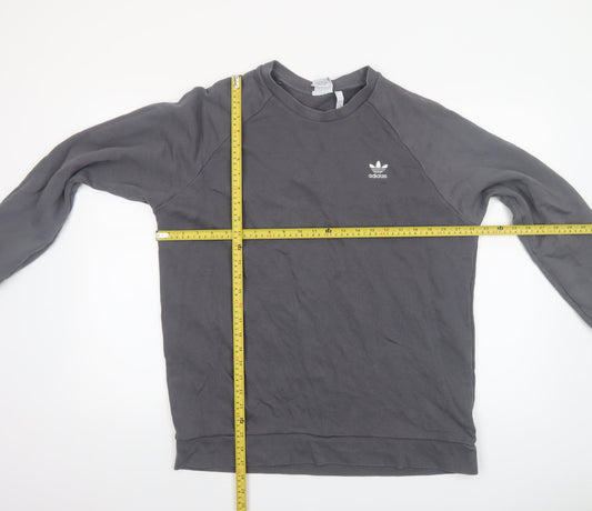 Adidas Men's Grey Pullover Sweatshirt L Crew Neck Logo Fleece