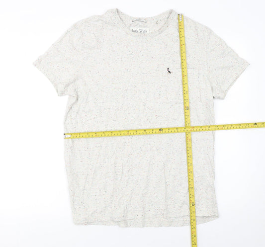 Jack Wills Men's Beige Speckled Slim Fit Crew Neck T-Shirt L
