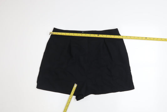 ASOS DESIGN Women Black Size 16 High Rise Pleated Chino Shorts
