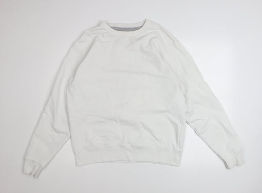Champion Men's White Crew Neck Pullover Sweatshirt M Regular Fit