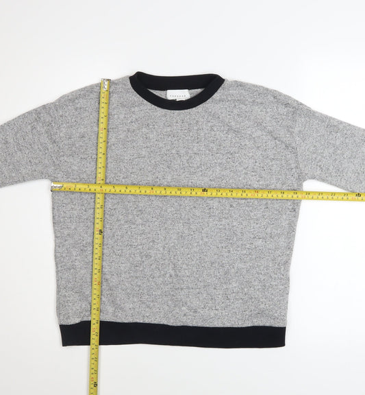 Topshop Women Grey Crew Neck Long Sleeve Pullover Sweatshirt Size S