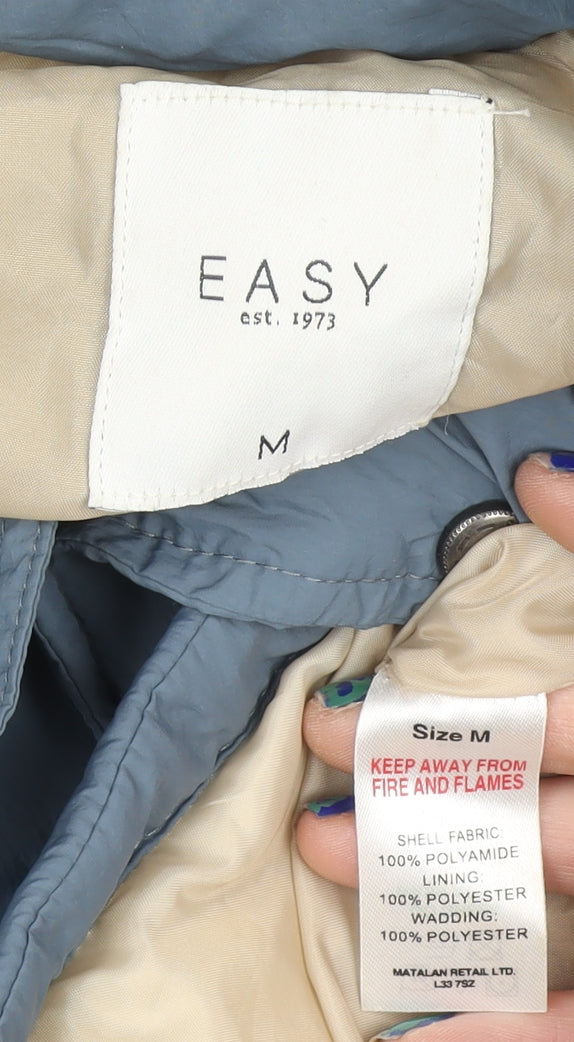 EASY Women Blue Puffer Jacket M Polyamide Polyester Lined Winter Coat