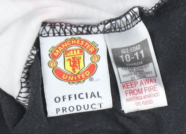 Additional view of Manchester United boys’ black t-shirt 10-11 years short sleeve cotton top
