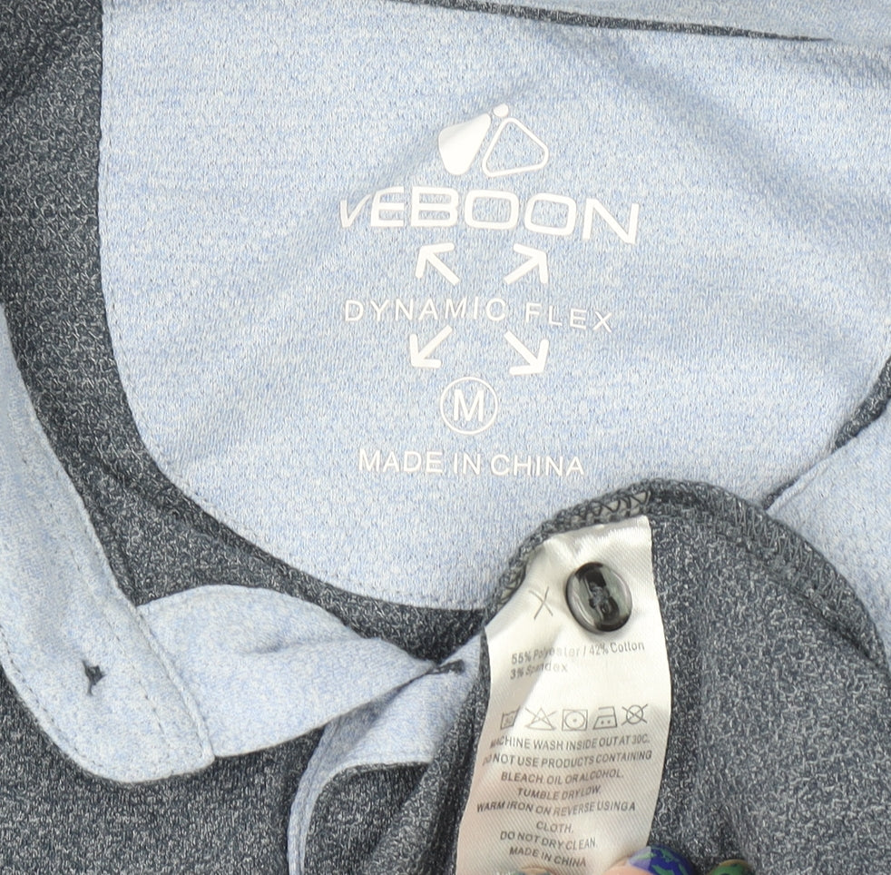 Veboon Men Blue Regular Fit Short Sleeve Polo Shirt M