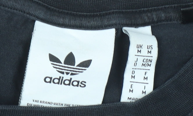 Adidas Men's Black Cotton Crew Neck Short Sleeve Sports T-Shirt M