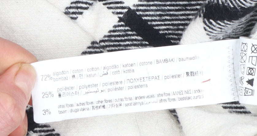 Additional view of Pull&Bear Men's Black White Check Long Sleeve Button-Up Shirt L