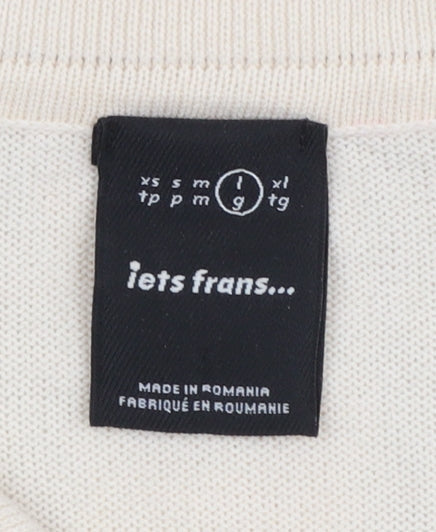 Additional view of iets frans Men’s Beige Striped Full Zip Collared Jumper, size L